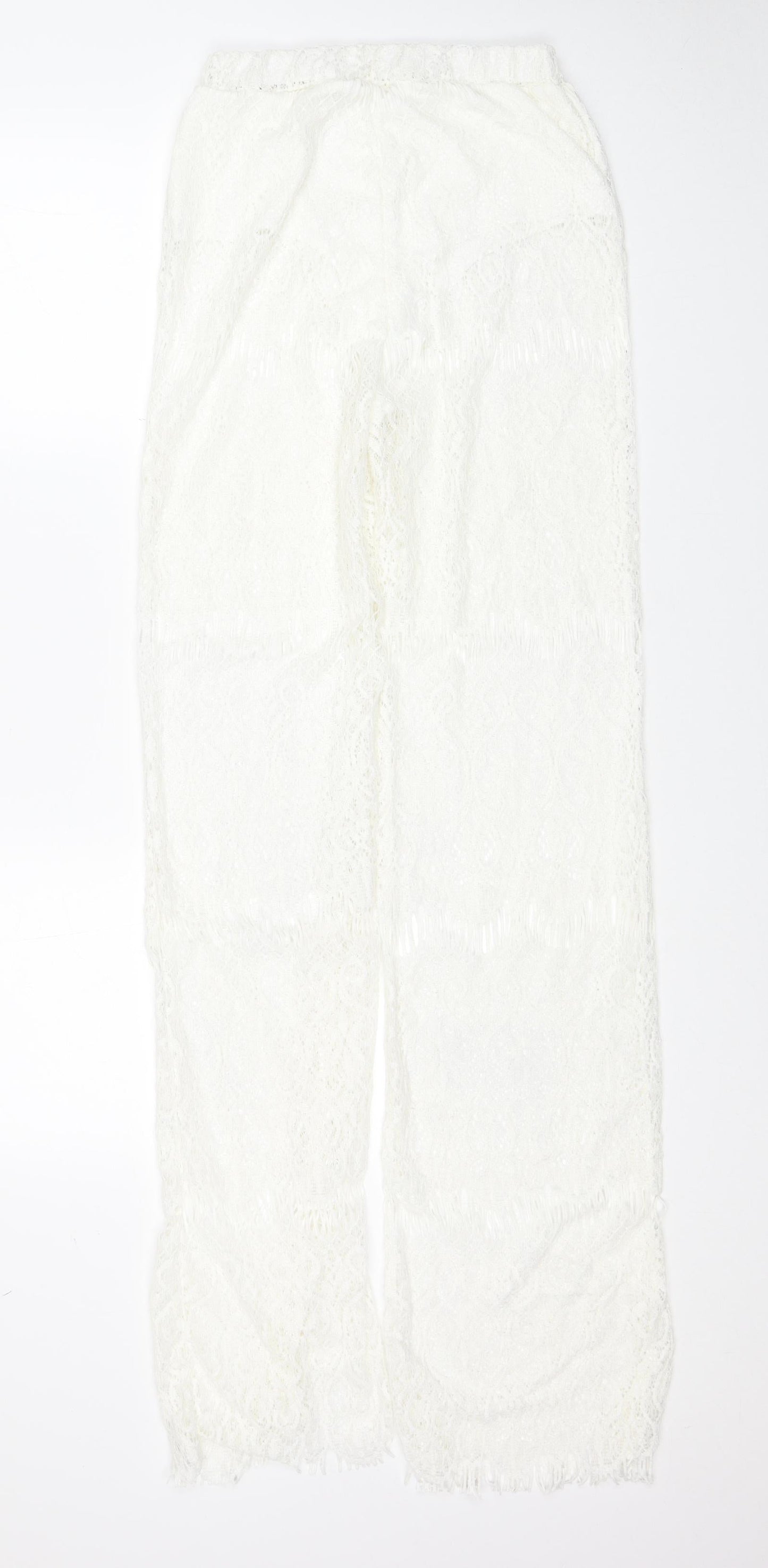 Preworn Womens White Cotton Trousers Size L Regular