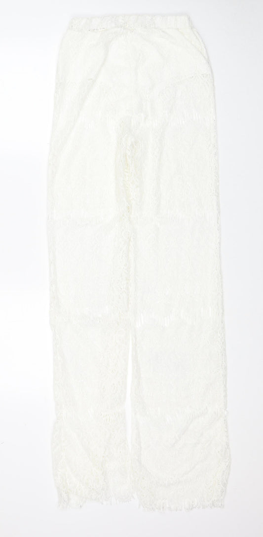 Preworn Womens White Cotton Trousers Size L Regular