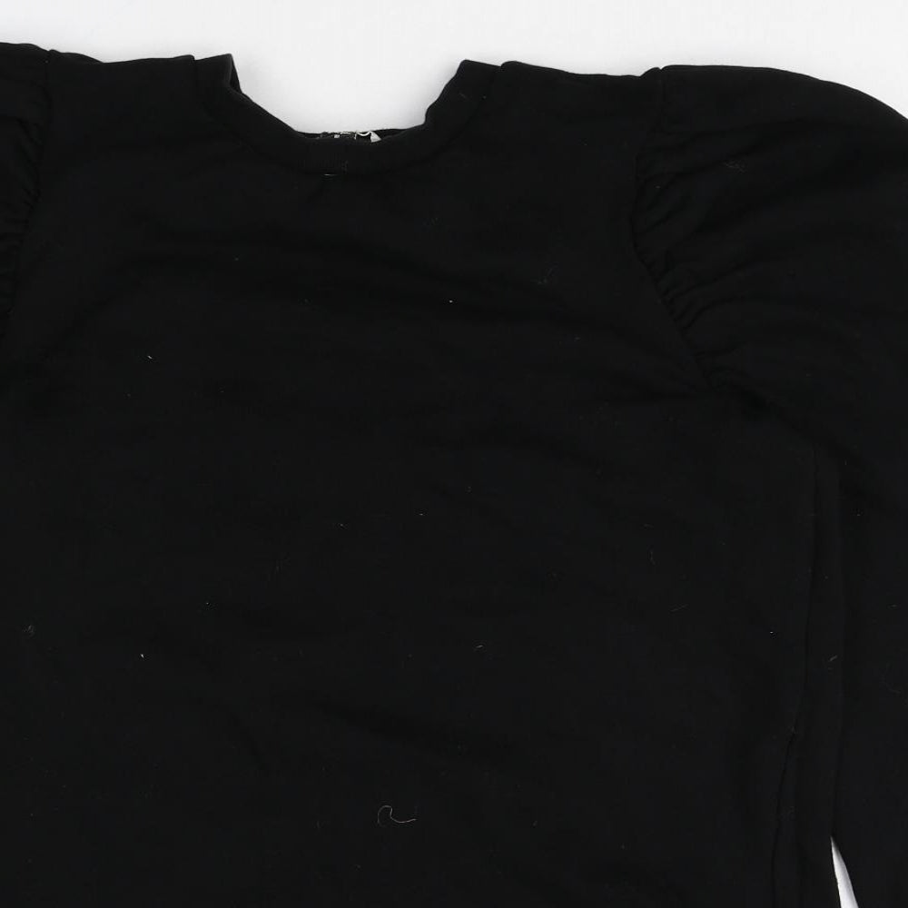 Miss Selfridge Womens Black Round Neck Cotton Pullover Jumper Size 6