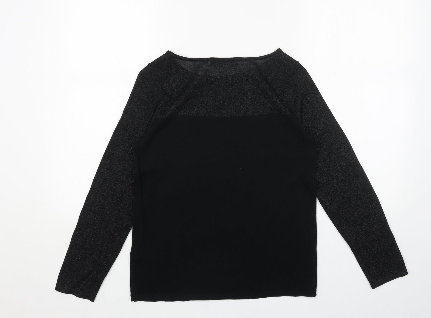 Marks and Spencer Womens Black Boat Neck Viscose Pullover Jumper Size 10