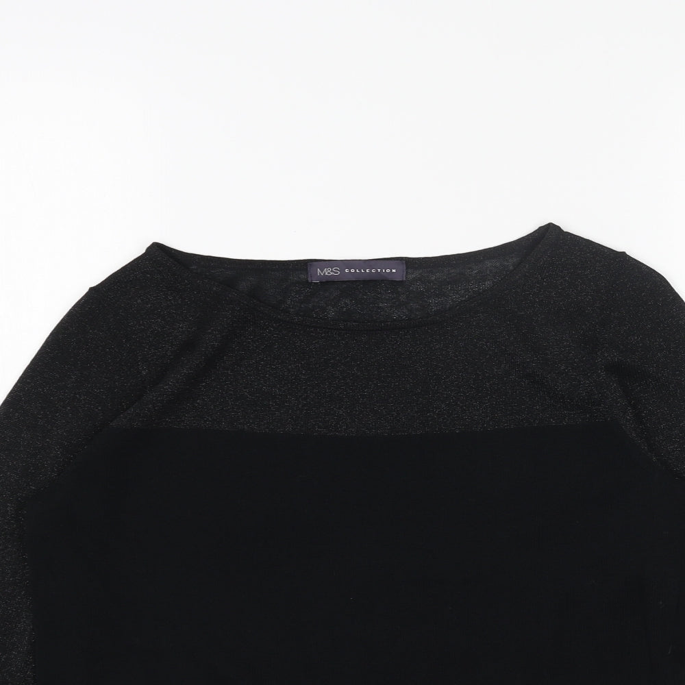Marks and Spencer Womens Black Boat Neck Viscose Pullover Jumper Size 10