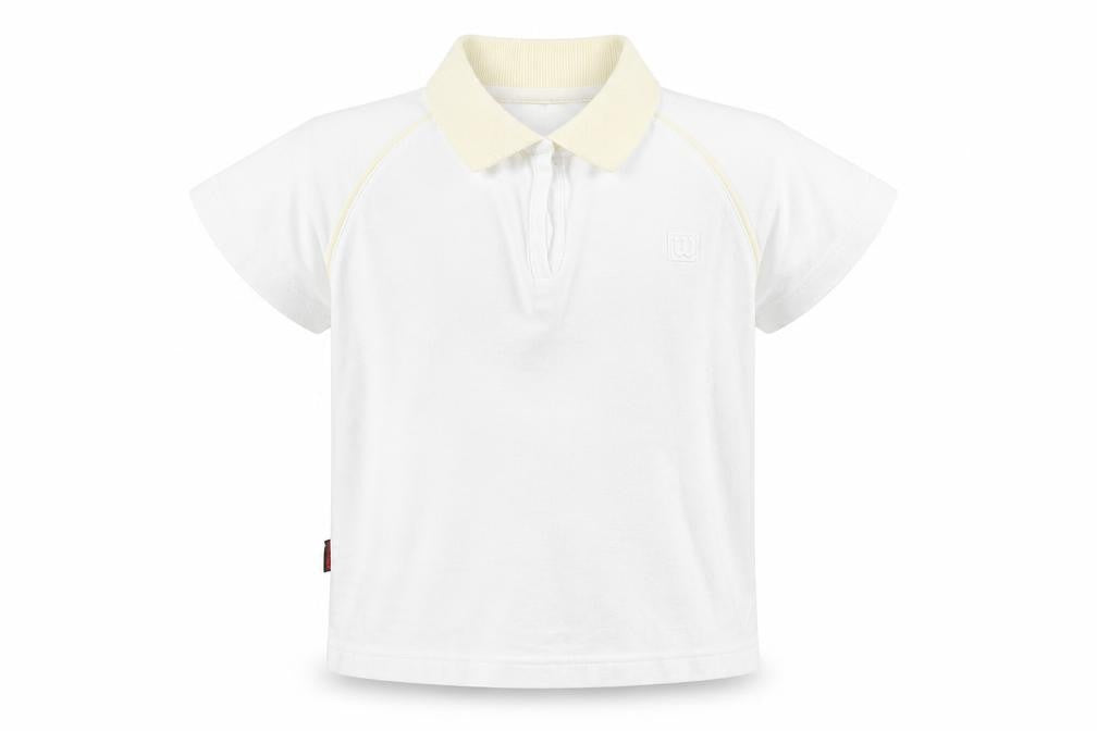 W Girls White Cotton Basic Polo Size 10 Years Collared Button