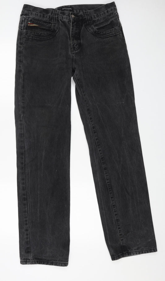 Burberry Mens Black Cotton Straight Jeans Size 32 in L32 in Regular Button