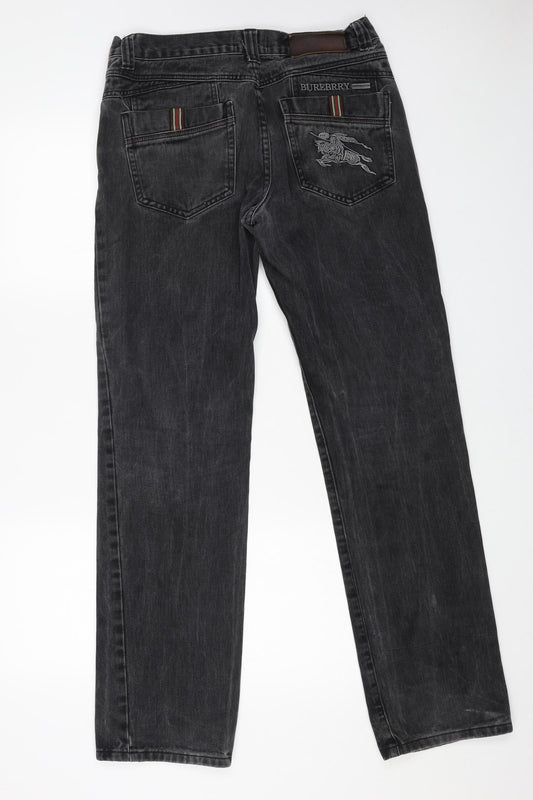 Burberry Mens Black Cotton Straight Jeans Size 32 in L32 in Regular Button