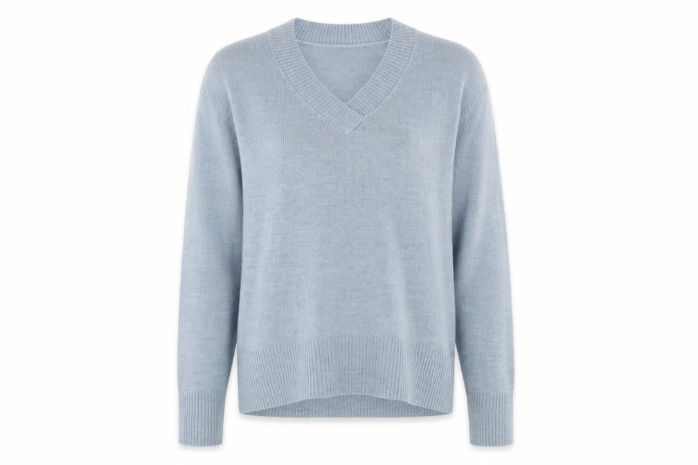 Marks and Spencer Womens Blue V-Neck Acrylic Pullover Jumper Size 12