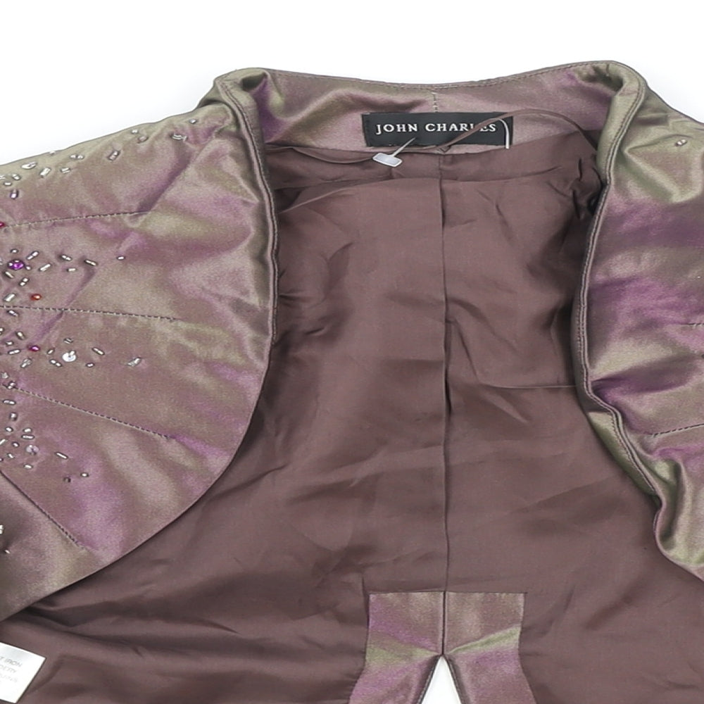 John Charles Womens Purple Jacket Blazer Size S