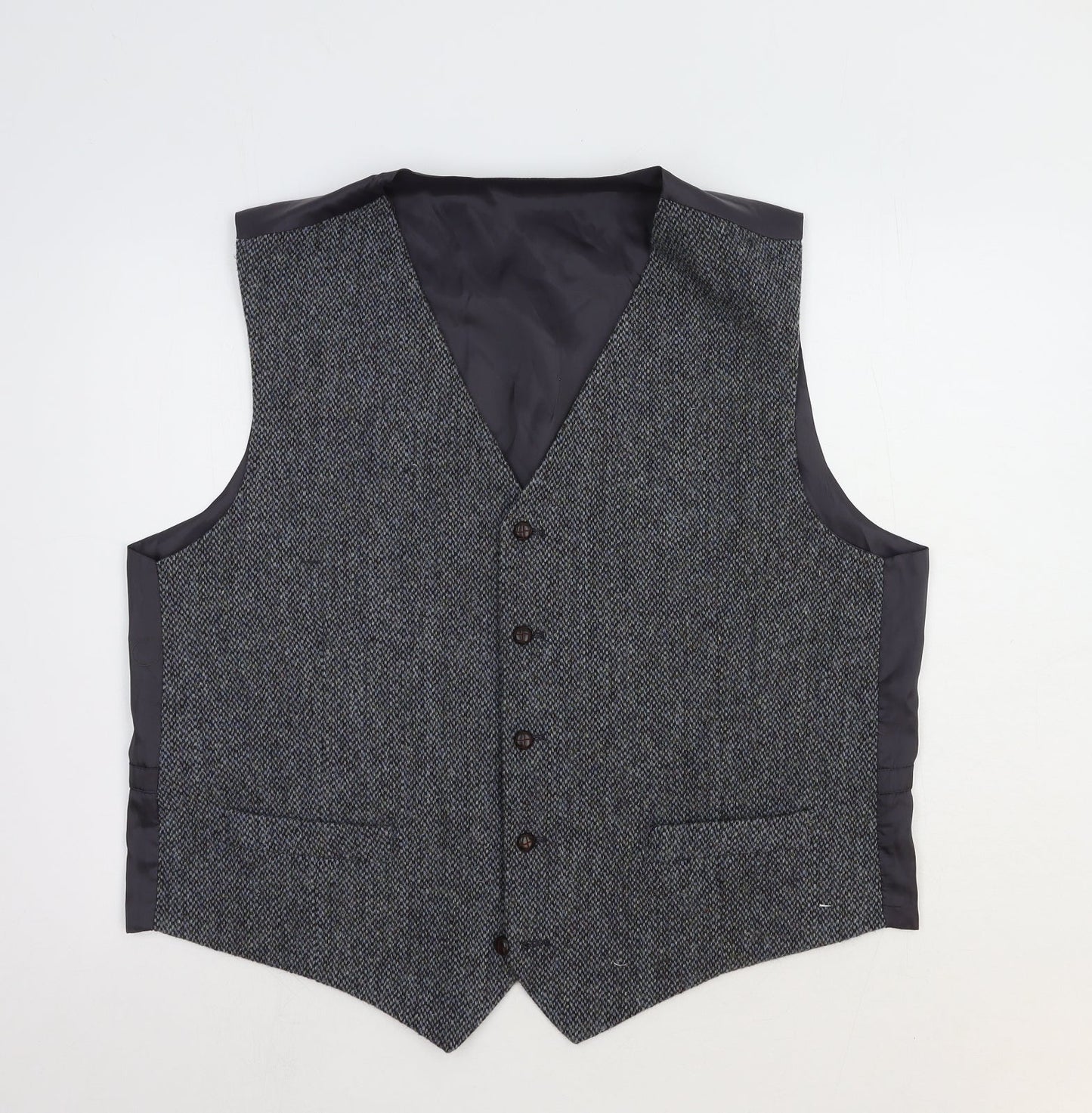 Harris Tweed Mens Grey Wool Jacket Suit Waistcoat Size 3XL Regular