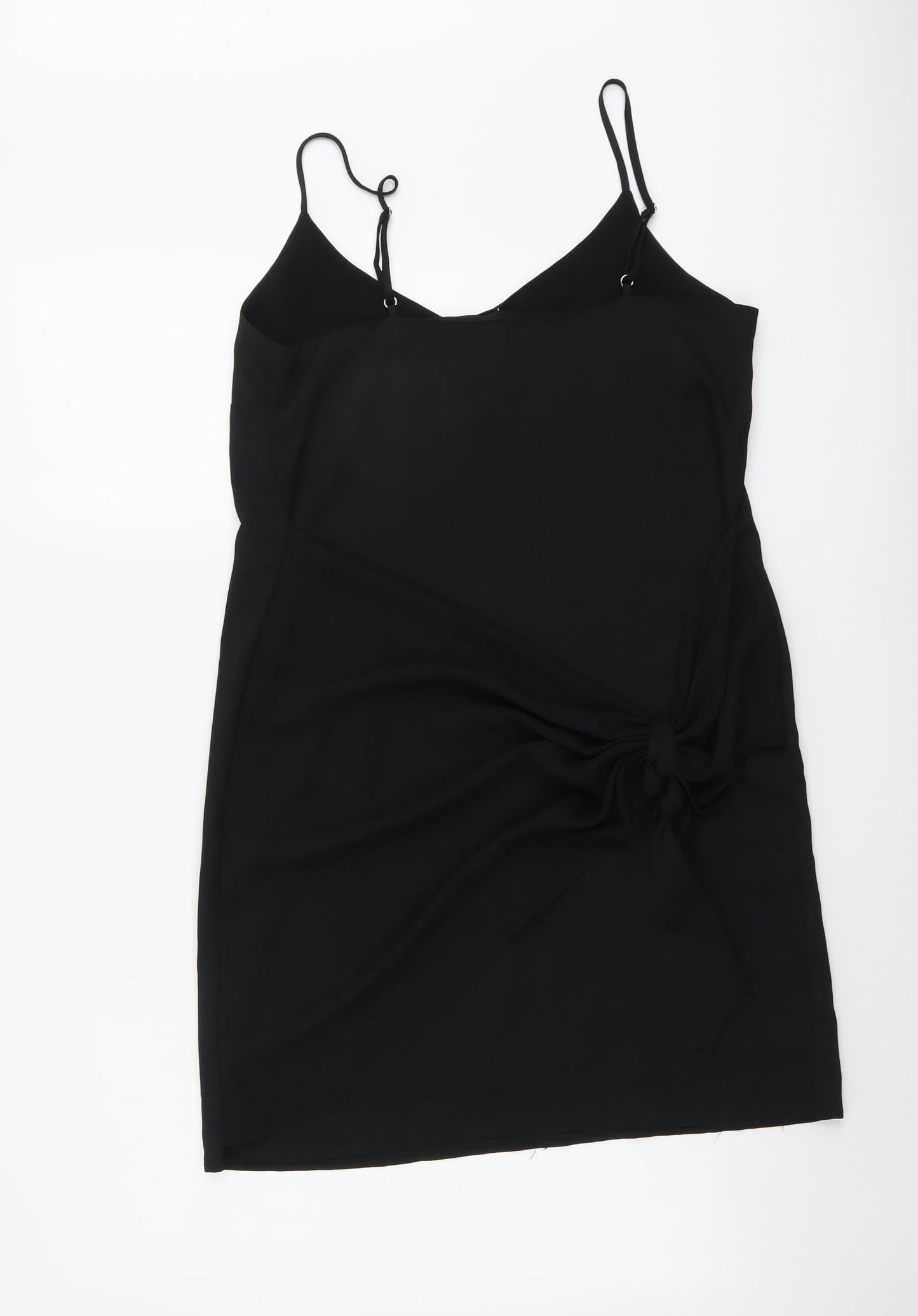 River Island Womens Black Polyester Mini Size 10 V-Neck Pullover - Twist Detail