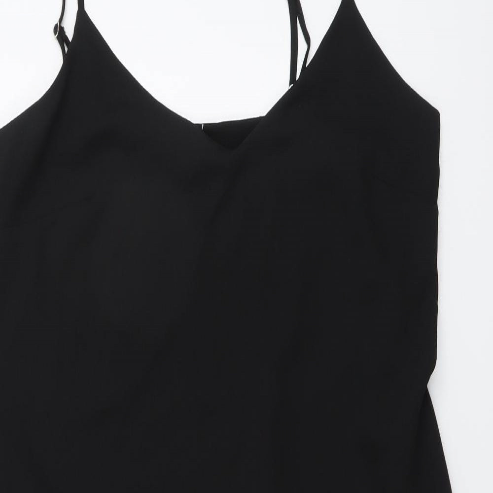 River Island Womens Black Polyester Mini Size 10 V-Neck Pullover - Twist Detail