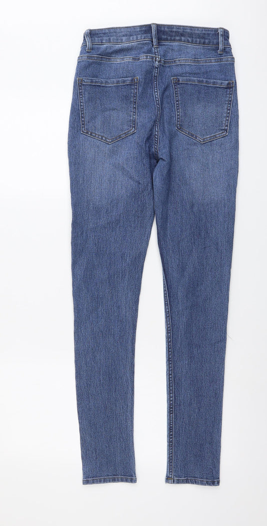 Marks and Spencer Womens Blue Cotton Skinny Jeans Size 26 in L30 in Regular Button