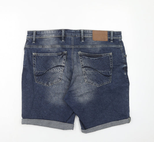 celio* Womens Blue Cotton Boyfriend Shorts Size 40 in Regular Zip