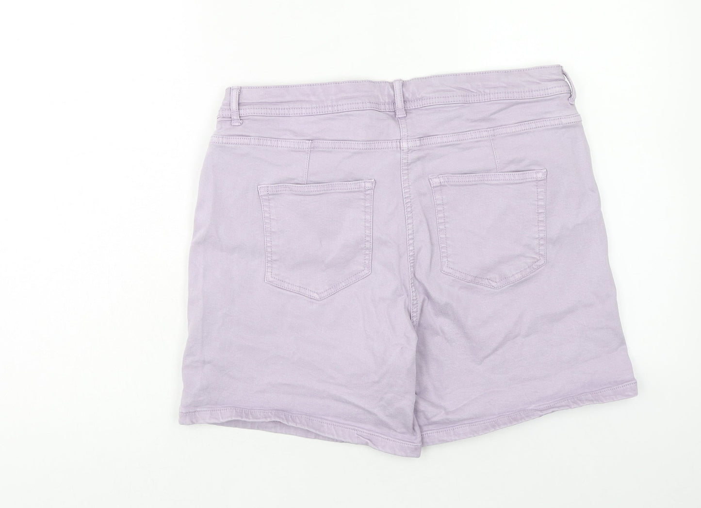 Preworn Womens Purple Cotton Basic Shorts Size 32 in Regular Zip