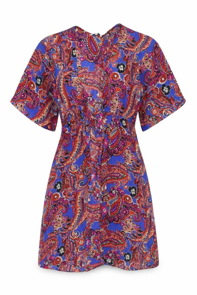 NEXT Womens Multicoloured Paisley Viscose Kimono Blouse Size 8 V-Neck - Angel Sleeve