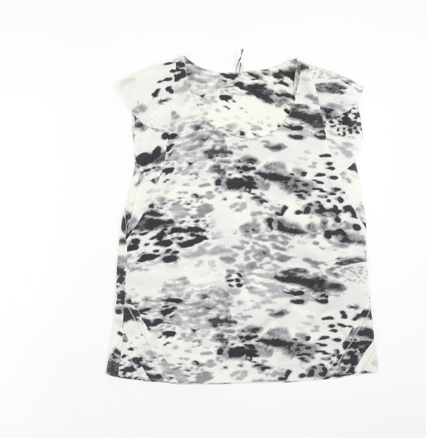 IRO Womens White Animal Print Polyester Basic T-Shirt Size S Scoop Neck - Leopard Print