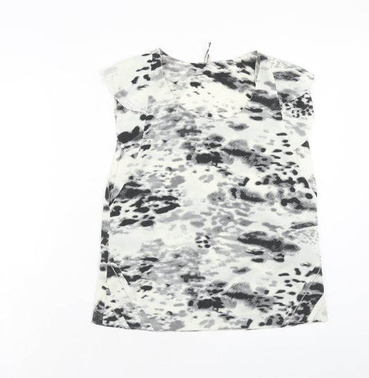 IRO Womens White Animal Print Polyester Basic T-Shirt Size S Scoop Neck - Leopard Print