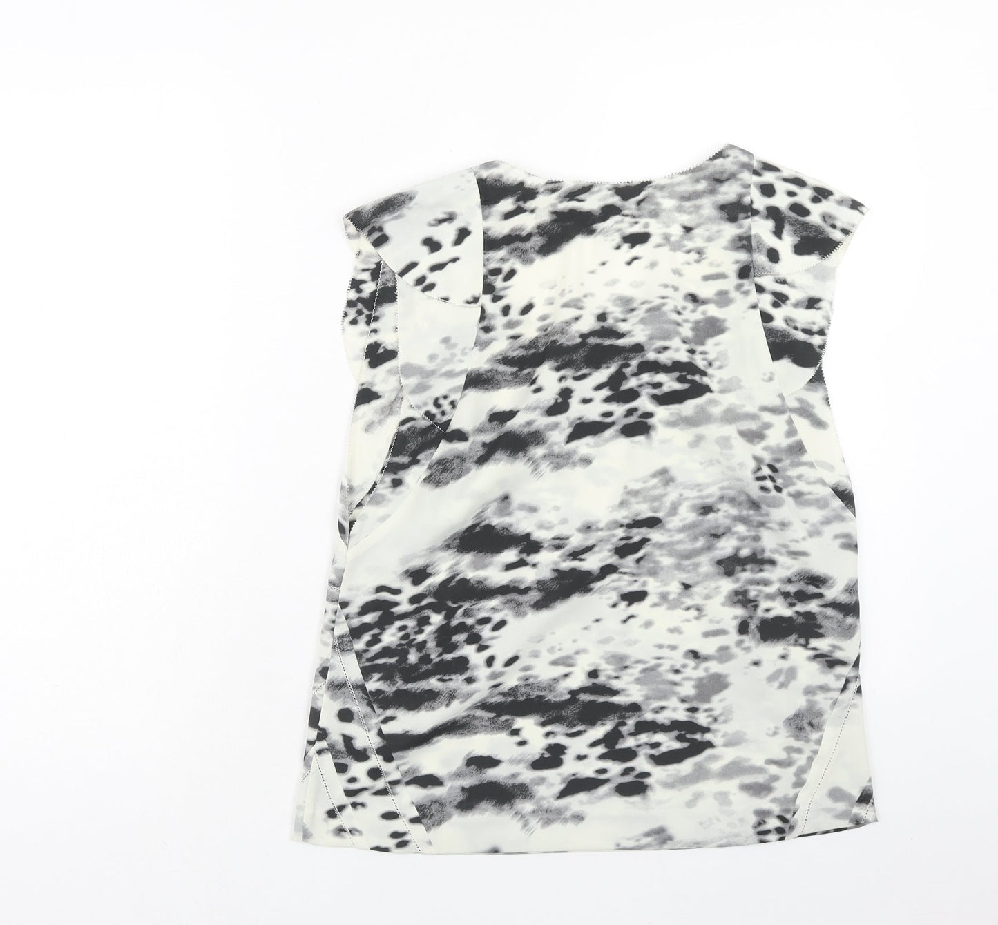 IRO Womens White Animal Print Polyester Basic T-Shirt Size S Scoop Neck - Leopard Print