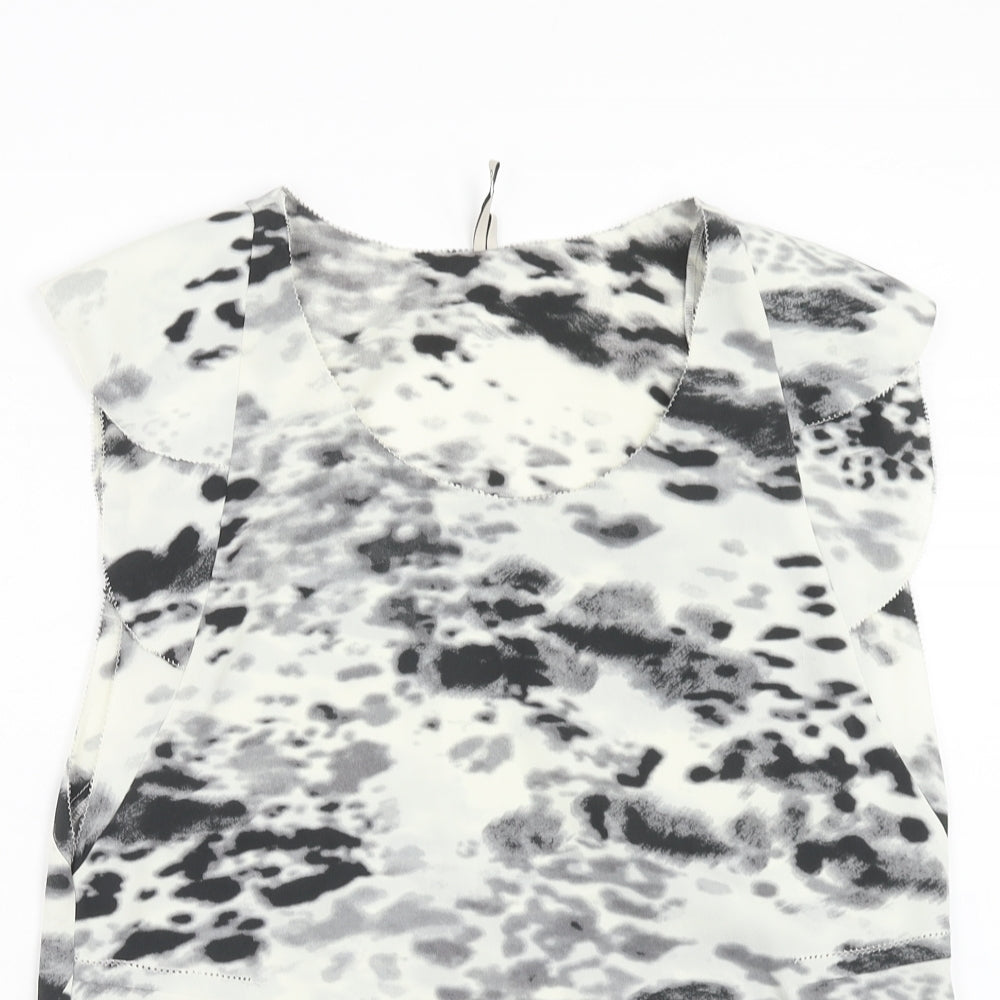 IRO Womens White Animal Print Polyester Basic T-Shirt Size S Scoop Neck - Leopard Print