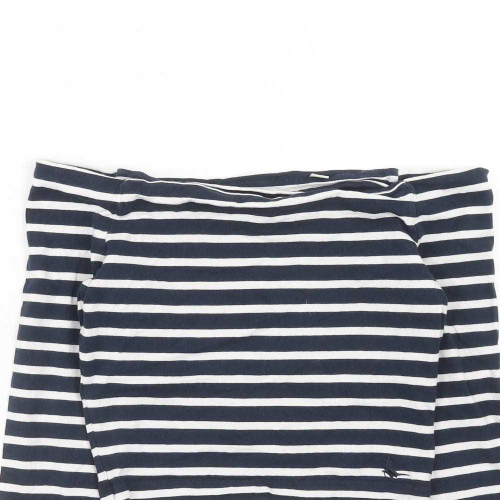 Jack Wills Womens Blue Striped Cotton Cropped Blouse Size 6 Off the Shoulder - Bardot