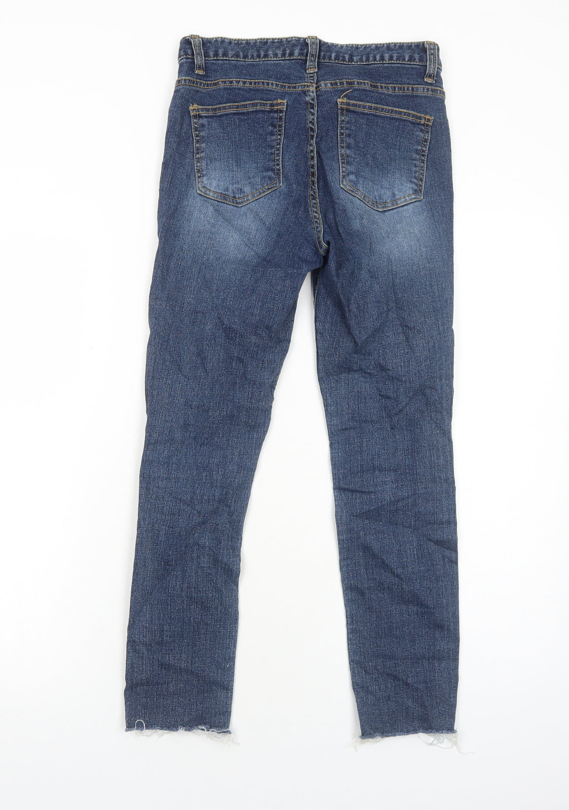 Preworn Womens Blue Cotton Skinny Jeans Size S Regular Zip - Distressed Hems
