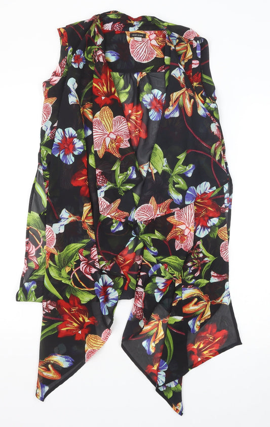 River Island Girls Black Geometric Polyester Kimono Blouse Size 10 Years V-Neck