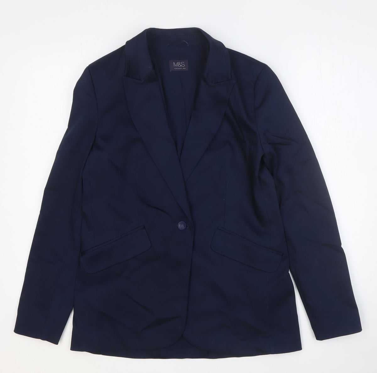 Marks and Spencer Womens Blue Cotton Jacket Blazer Size 12
