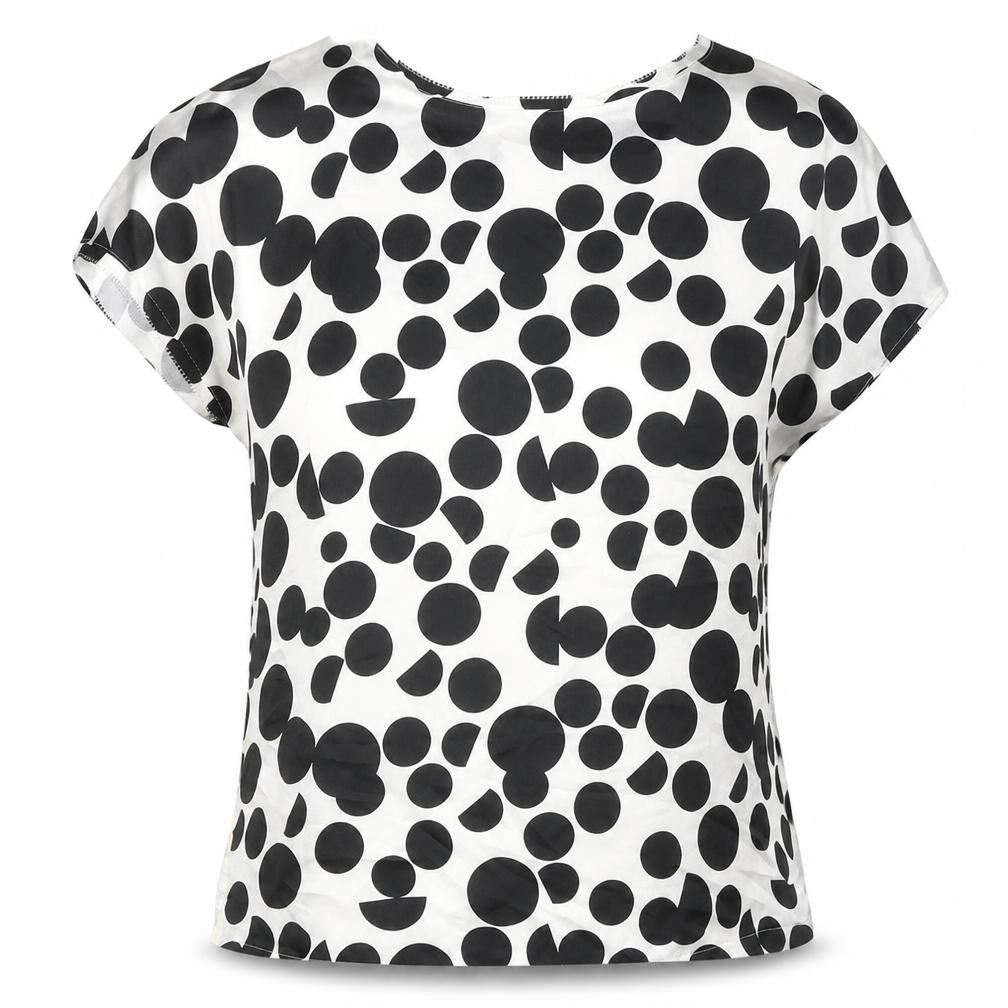Marks and Spencer Womens White Geometric Viscose Basic Blouse Size 10 Scoop Neck