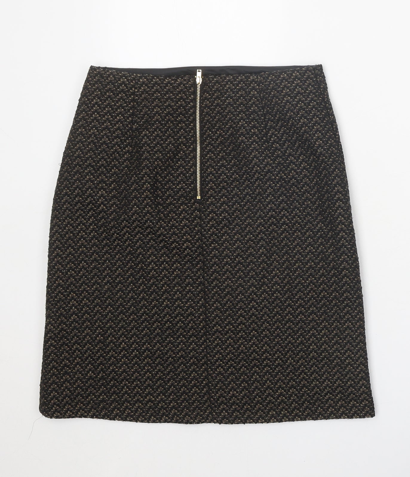 Marks and Spencer Womens Black Geometric Polyester Skort Skirt Size 6 Zip
