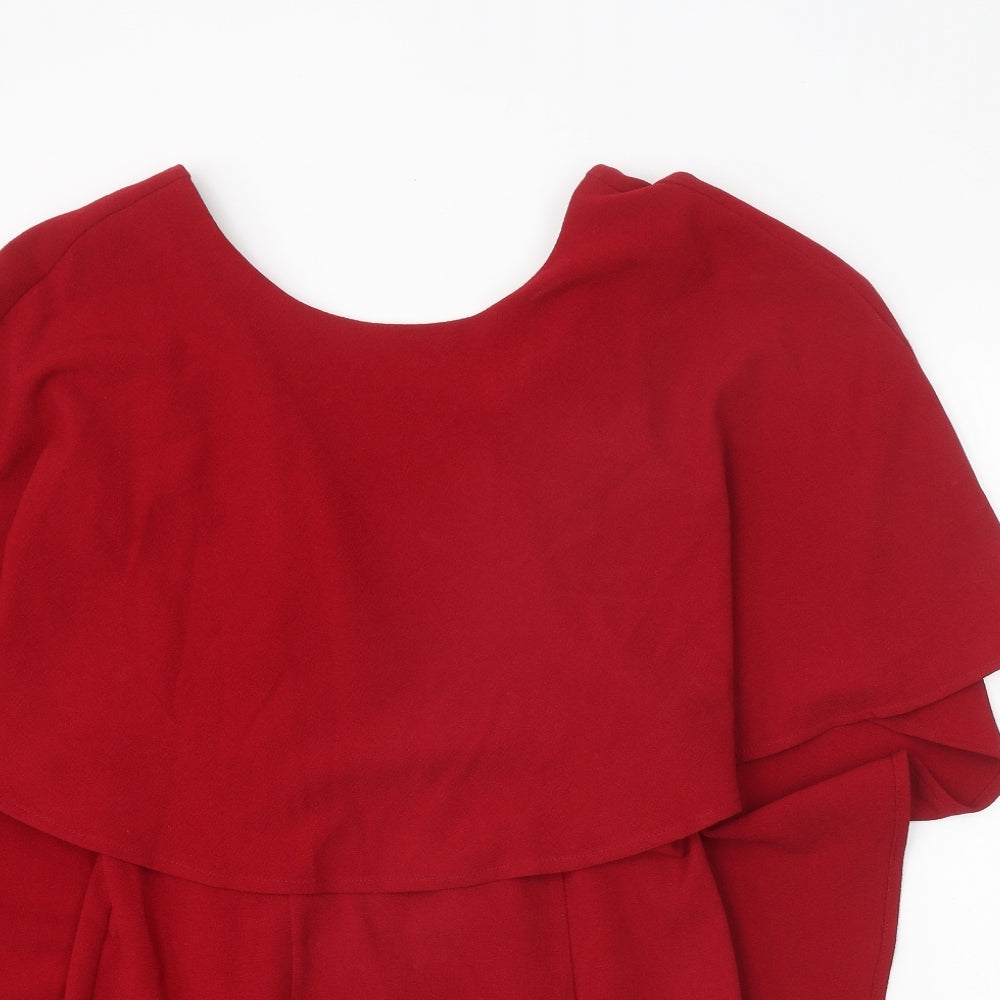 Shop Direct Womens Red Polyester Sheath Size 10 Boat Neck Zip
