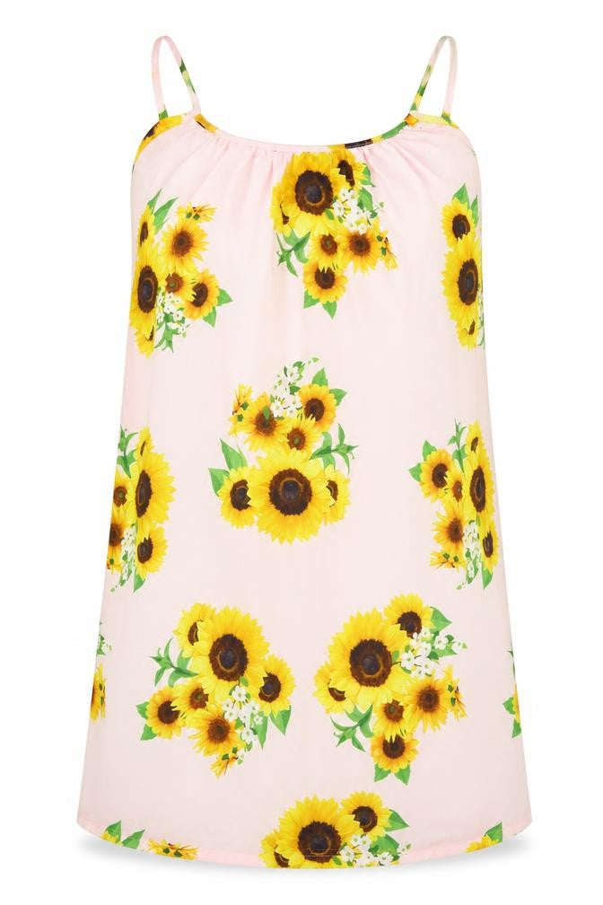 Preworn Womens Yellow Floral Polyester Camisole Tank Size S Scoop Neck - Sunflower