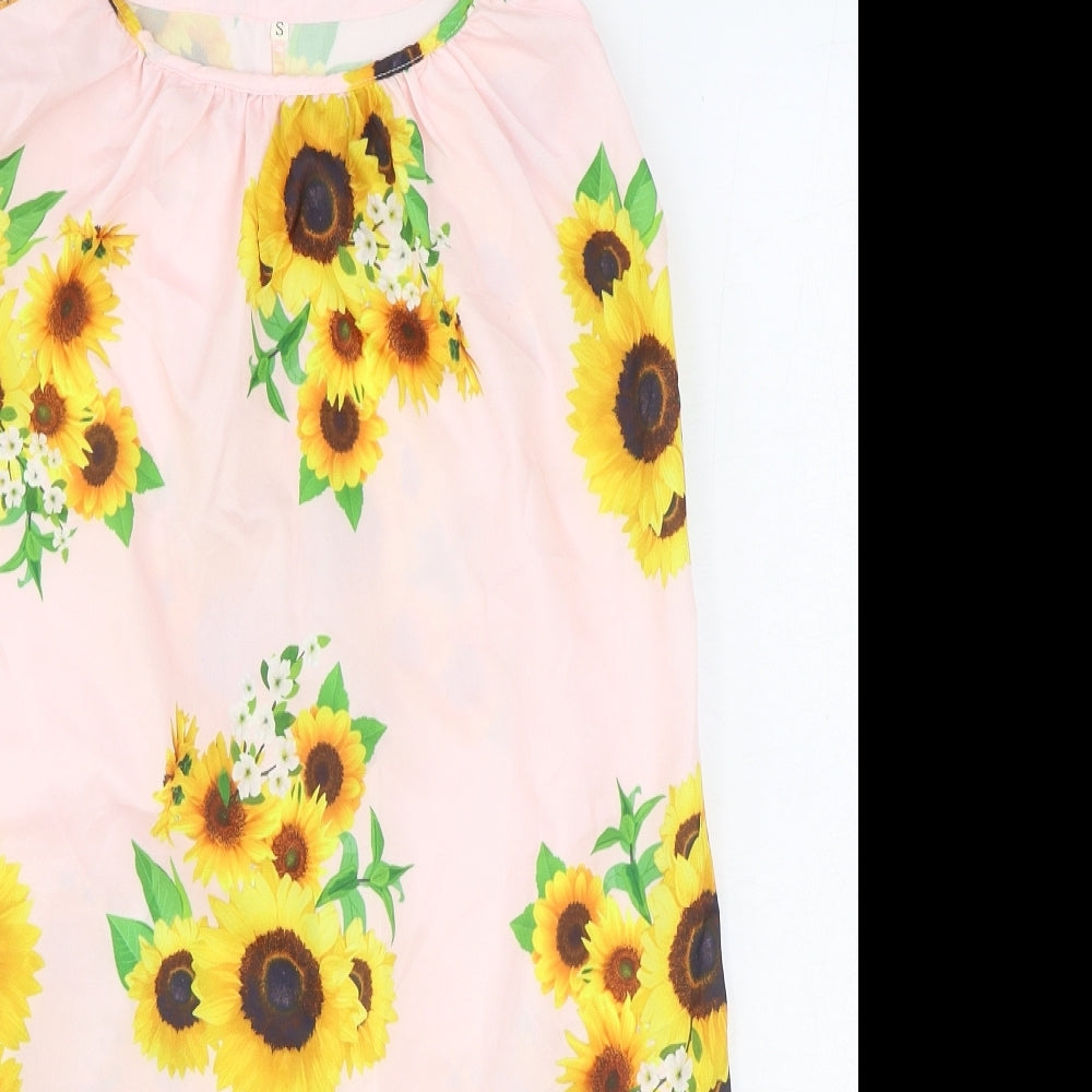 Preworn Womens Yellow Floral Polyester Camisole Tank Size S Scoop Neck - Sunflower