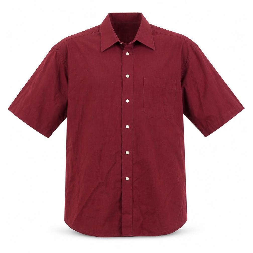 Marks and Spencer Mens Red Cotton Button-Up Size 16.5 Collared Button