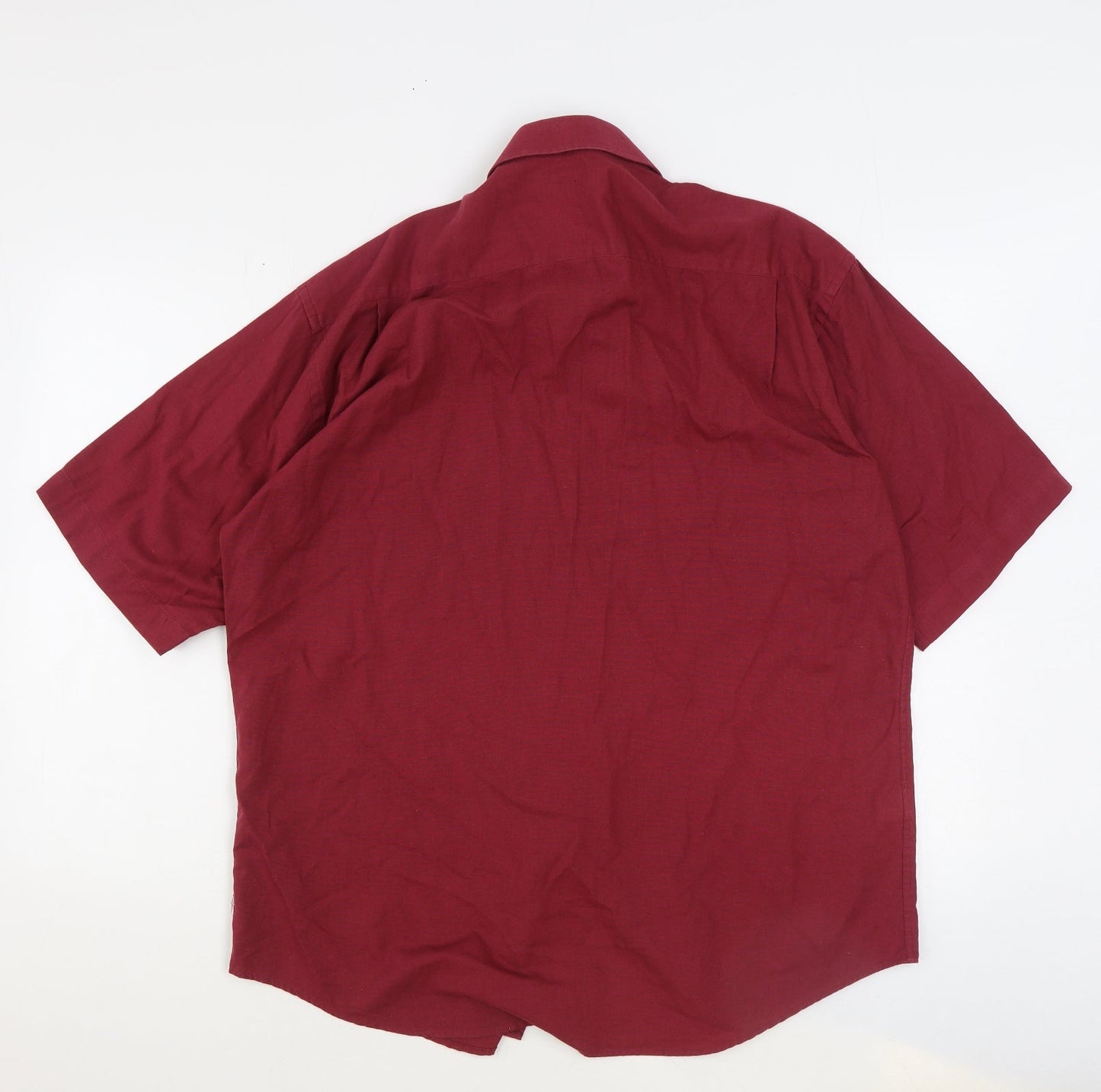Marks and Spencer Mens Red Cotton Button-Up Size 16.5 Collared Button