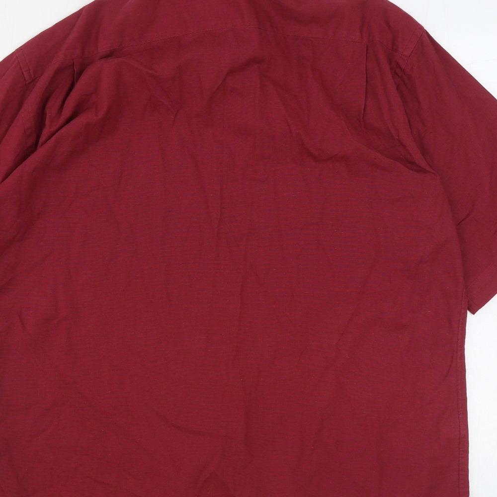 Marks and Spencer Mens Red Cotton Button-Up Size 16.5 Collared Button
