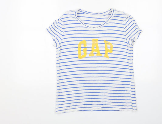Gap Womens White Striped Cotton Basic T-Shirt Size XS Scoop Neck