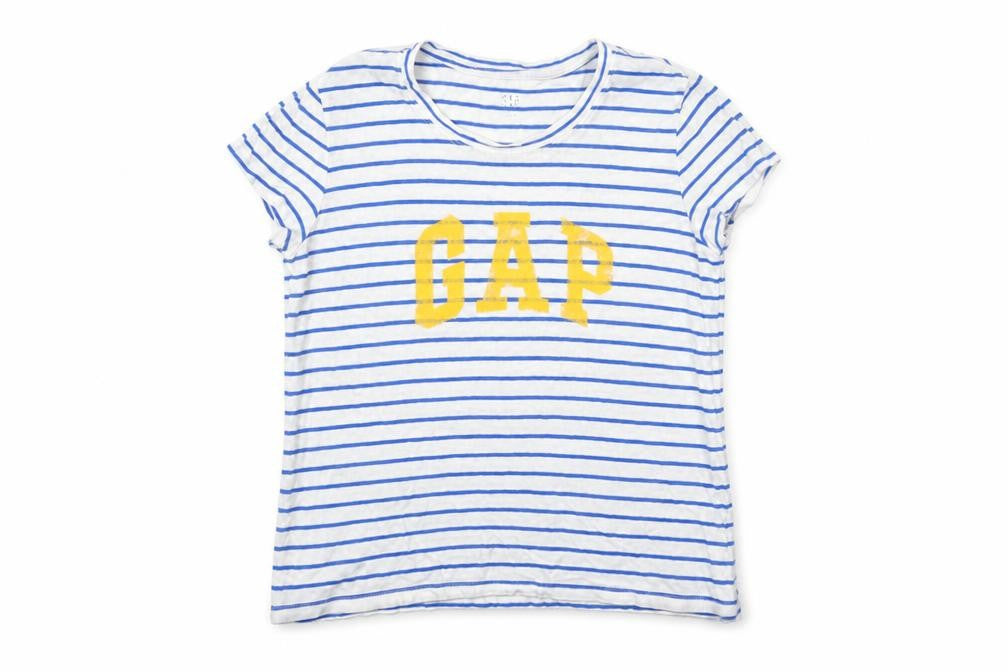 Gap Womens White Striped Cotton Basic T-Shirt Size XS Scoop Neck
