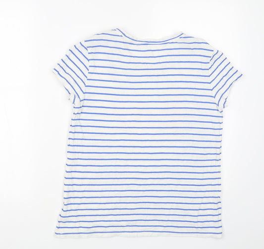 Gap Womens White Striped Cotton Basic T-Shirt Size XS Scoop Neck