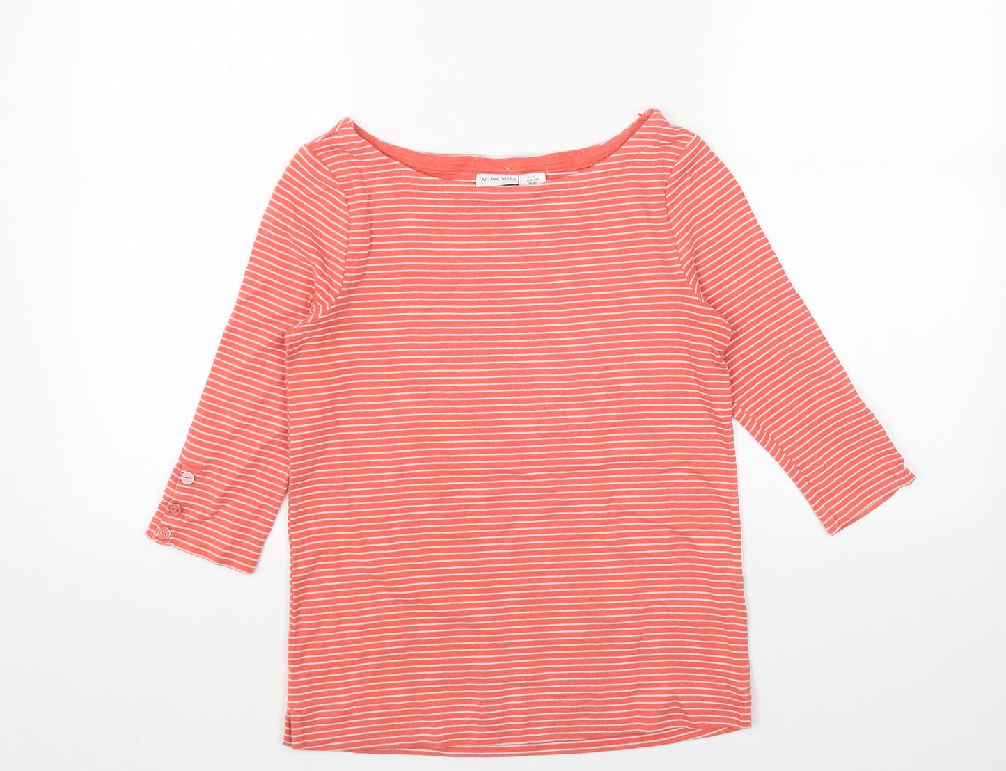 Tabitha Womens Red Striped Viscose Basic Blouse Size XS Boat Neck
