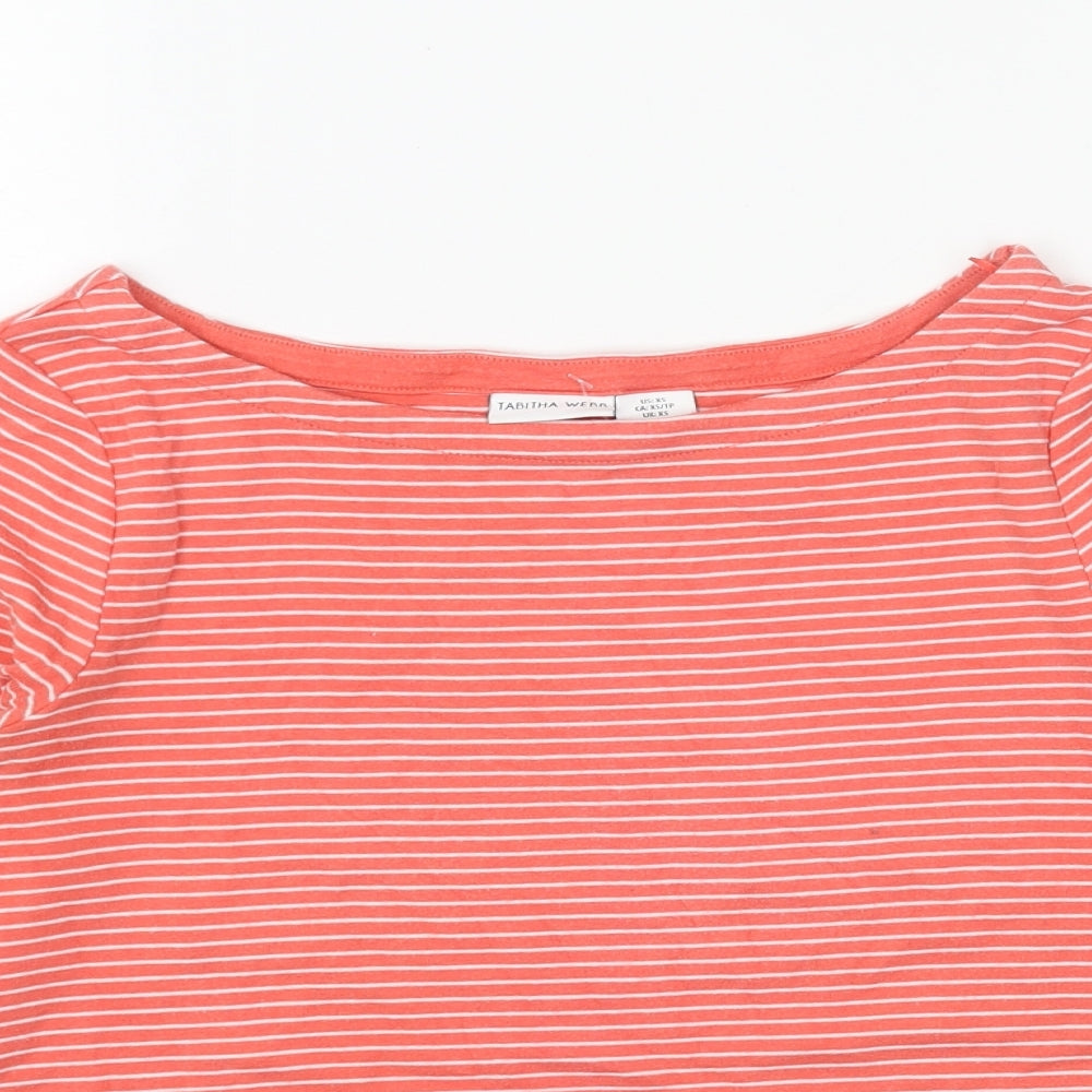 Tabitha Womens Red Striped Viscose Basic Blouse Size XS Boat Neck