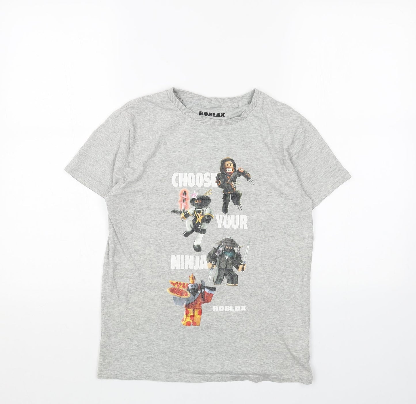 Roblox Boys Grey Cotton Basic T-Shirt Size 11 Years Round Neck Pullover - Ninja Roblox