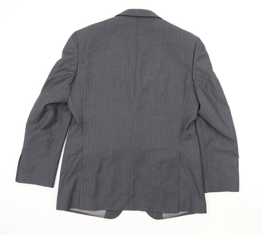 Marks and Spencer Mens Grey Striped Wool Jacket Suit Jacket Size 42 Regular