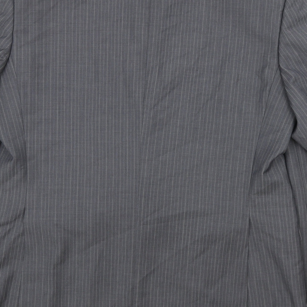 Marks and Spencer Mens Grey Striped Wool Jacket Suit Jacket Size 42 Regular