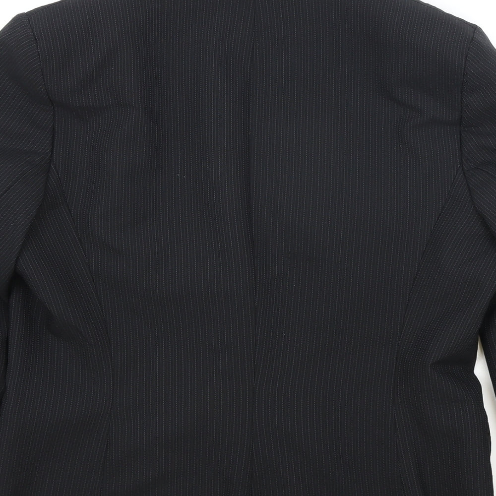 Papaya Womens Black Striped Polyester Jacket Blazer Size 14