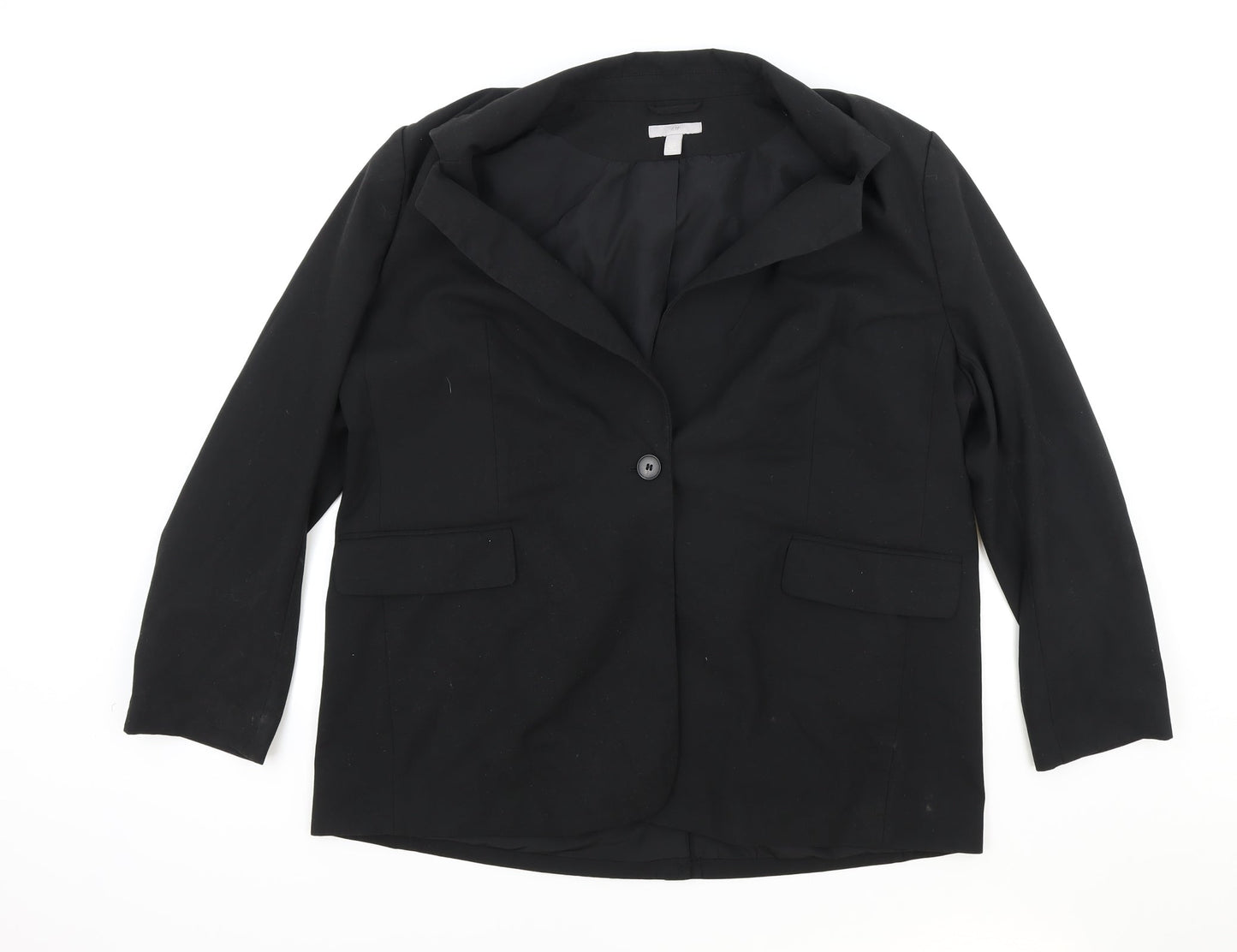 H&M Womens Black Polyester Jacket Blazer Size XL