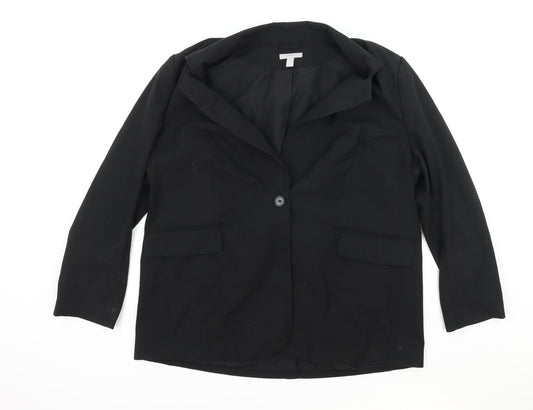 H&M Womens Black Polyester Jacket Blazer Size XL