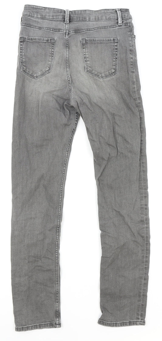 Marks and Spencer Womens Grey Cotton Skinny Jeans Size 8 Regular Zip