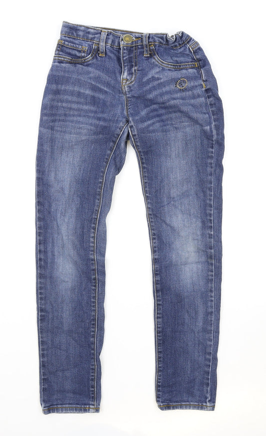 Gap Girls Blue Cotton Skinny Jeans Size 10 Years Regular Button