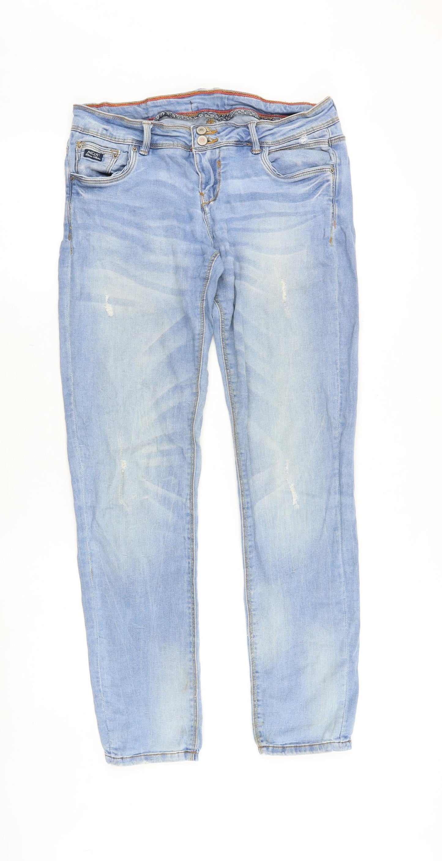 alcott Womens Blue Cotton Straight Jeans Size 30 in Slim Zip