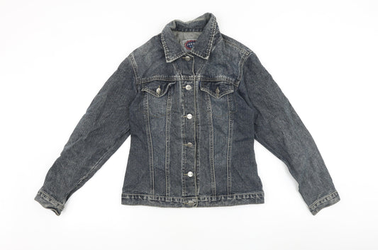Helen Womens Blue Jacket Size 4 Button