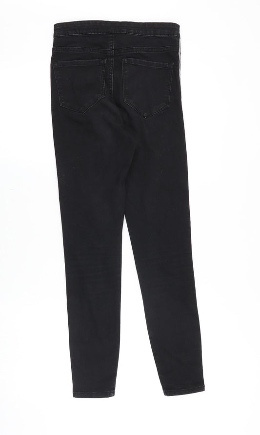 Denim & Co. Womens Black Cotton Skinny Jeans Size 6 Slim Zip - Side Stripe
