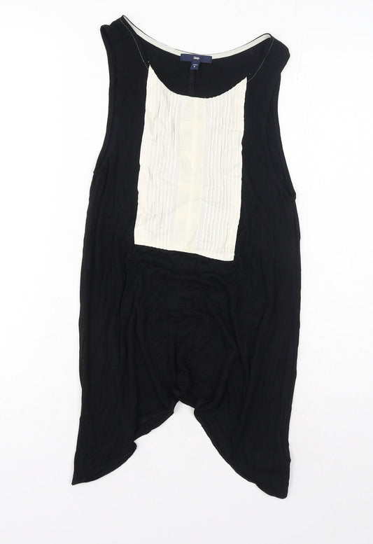 Gap Womens Black Colourblock Viscose Tunic Tank Size S Boat Neck